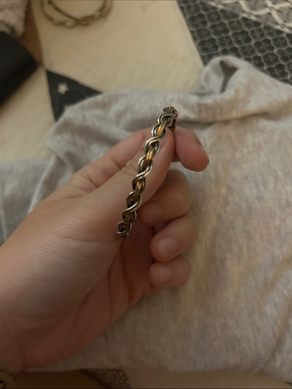 ronaldo let it shine Twisted Two-Tone Metal Bangle Bracelet - Gold fill & Silver - Picture 4 of 4